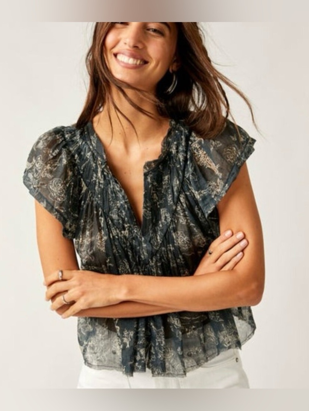 Free People Printed Padma Top Medium NWT